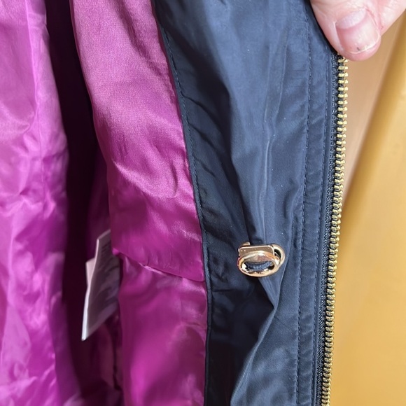 Michael Kors Trench Coat Navy Blue with Purple Lining & Gold Hardware Size Small - Picture 15 of 15